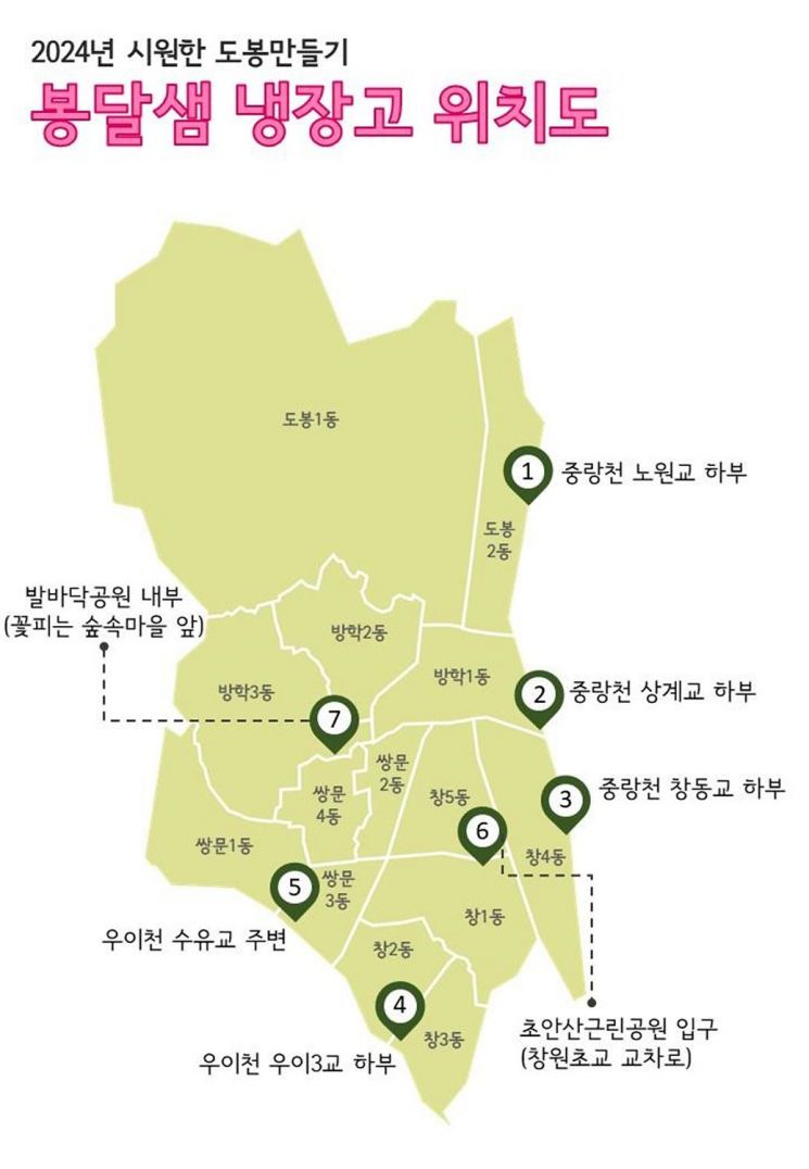 도봉구, 야외무더위쉼터에서 '봉달샘 냉장고' 설치 운영