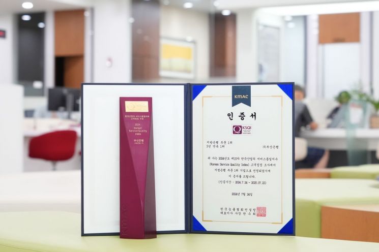BNK부산은행, ‘한국산업 서비스 품질지수’ 3년연속 1위