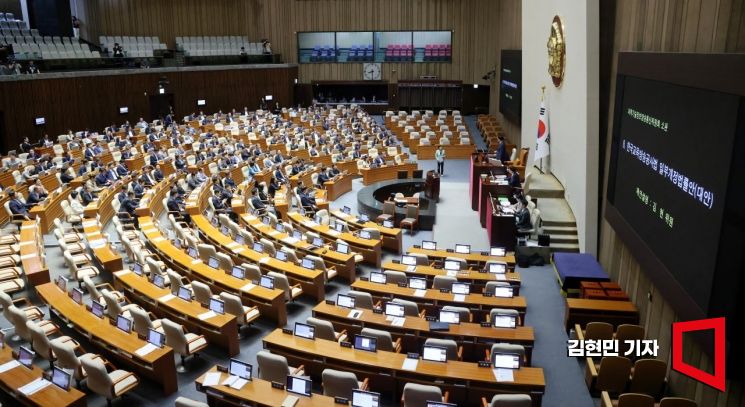 29일 국회 본회의에서 '방송 4법'인 한국교육방송공사법 개정안이 상정되고 있다. 사진=김현민 기자 kimhyun81@