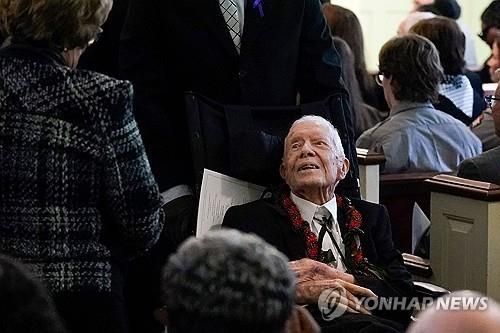 호스피스 돌봄을 받고 있는 지미 카터 전 미국 대통령
[AFP=연합뉴스 자료사진]