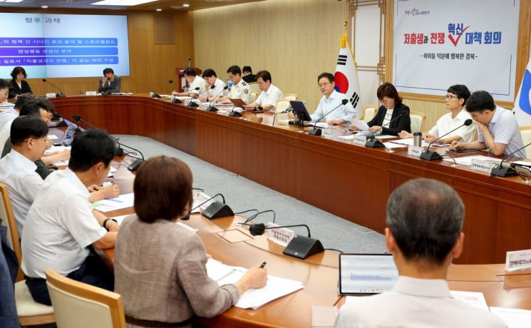이철우 경북도지사가 주관하는 경북도 저출생 대책회의가 열리고 있다.