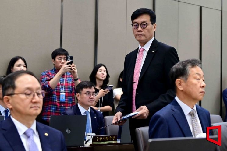 이창용 한국은행 총재가 22일 서울 중구 한국은행 본관에서 열린 금융통화위원회 본회의에 참석하고 있다. 사진=사진공동취재단