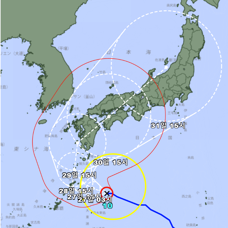 태풍 '산산' 28일 日 상륙 가능성…최대 400㎜ 비 예상