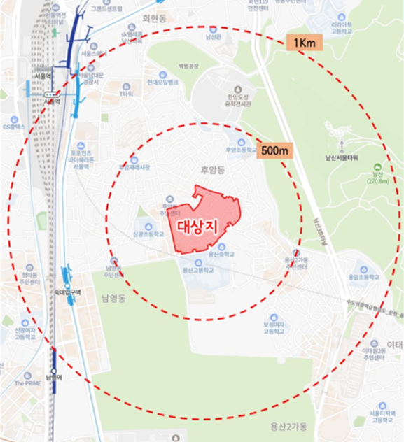 후암동 264-11 일대(가칭 동후암3구역) 위치도