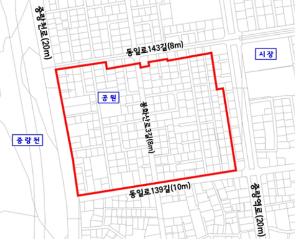 중화동 309-39 일대(가칭 중화6구역) 위치도