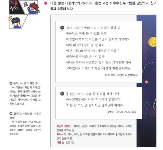 "앗! 아는 노래가 문학 지문에"…윤하 '사건의 지평선' 가사, 고교 국어교과서 수록