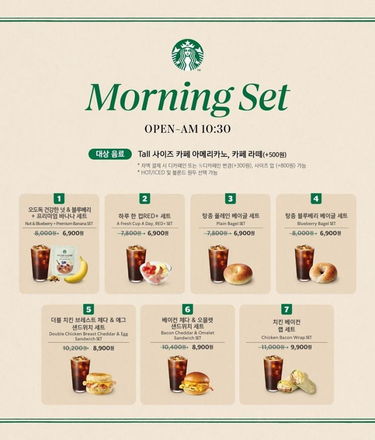 스타벅스, '모닝 세트' 출시…최대 1500원 할인