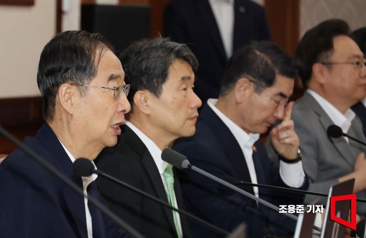 한덕수 국무총리가 19일 서울 종로 정부서울청사에서 열린 국무회의에 참석, 발언하고 있다. 사진=조용준 기자 jun21@