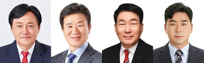 (왼쪽부터)박용철 국민의힘 후보, 한연희 더불어민주당 후보, 안상수 무소속 후보, 김병연 무소속 후보