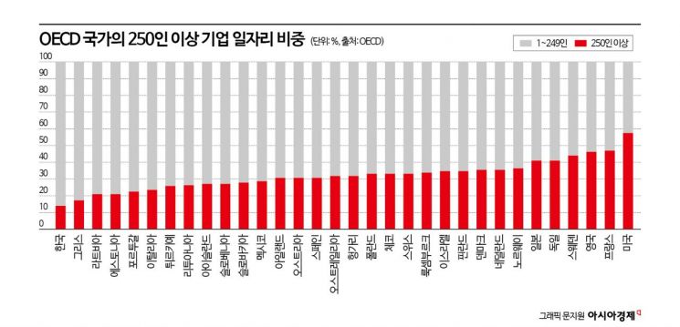 [대기업 비중 최하위]국민소득 지속 성장 곤란…출산율도 직결