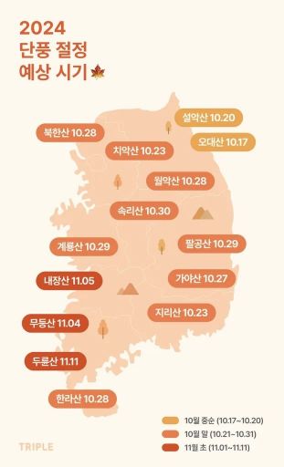 단풍 절정 예상시기[사진제공=트리플]