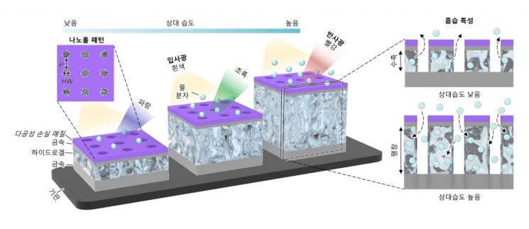 초고속 파노 공진 비색 습도 센서 모식도.