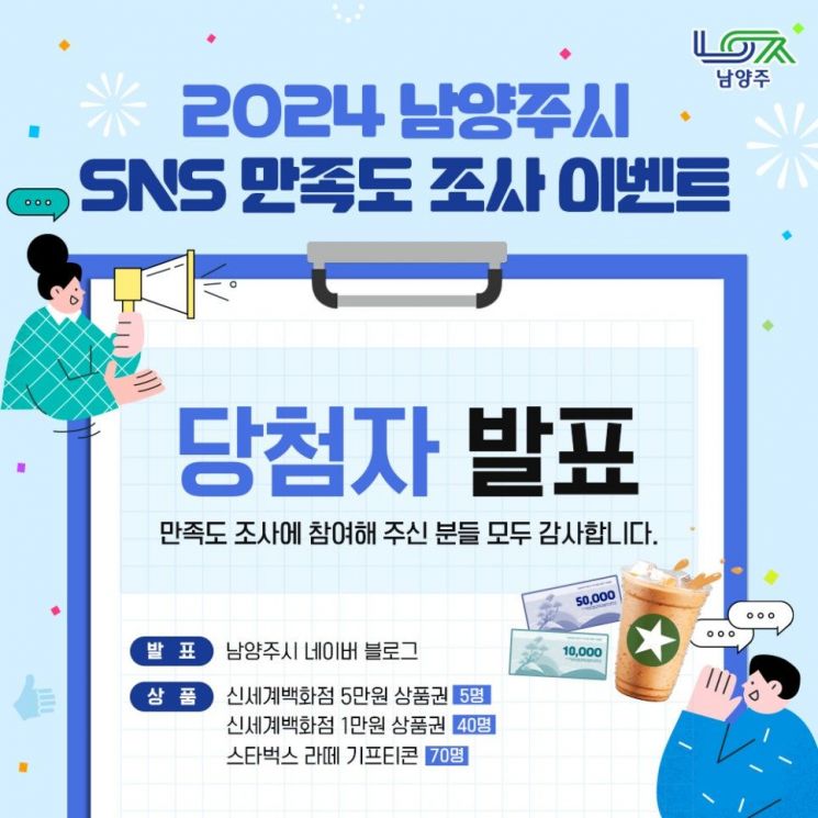 2024년 공식 SNS 운영 만족도 조사 이벤트 홍보문. ＜사진=남양주시＞