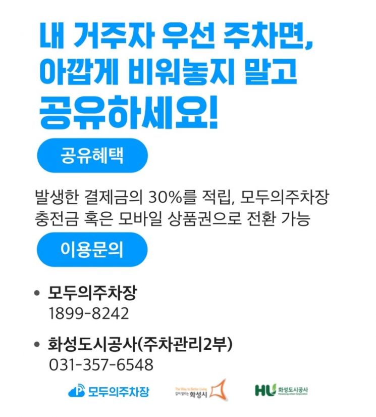 화성시, 빈 주차장 활용도 높인다…공유 플랫폼 도입 