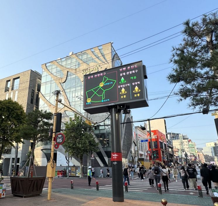 '핼러윈' 안전 관리 최고!...마포구 홍대 레드로드 재난문자전광판 본격 운영