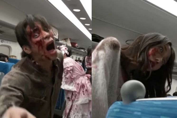 신칸센 점령한 피 칠갑 '좀비떼'…핼러윈 이벤트에 日 난리