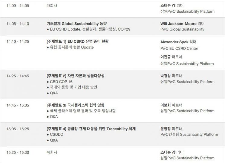 삼일PwC, ‘기후변화를 넘어서, 기업의 새로운 과제와 대응 방향’ 세미나