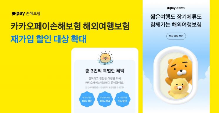 카카오페이손보, 여행자보험 재가입 할인 대상 확대