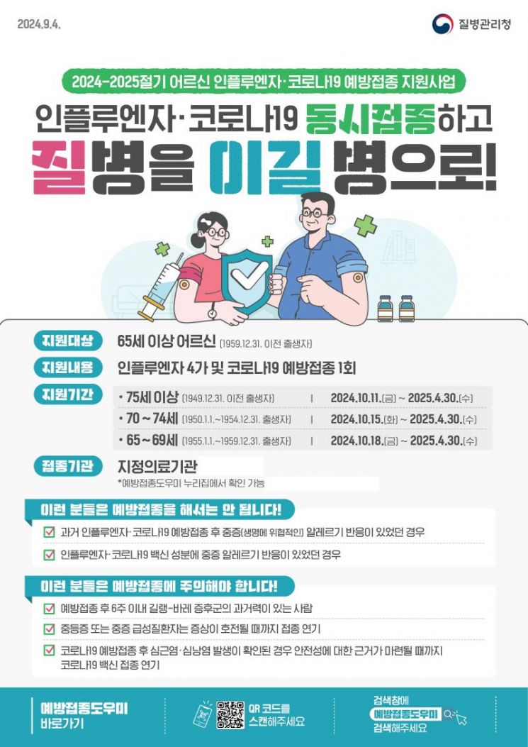 인플루엔자와 코로나19 미접종자에 대한 동시 예방접종 안내문. 고양특례시 제공