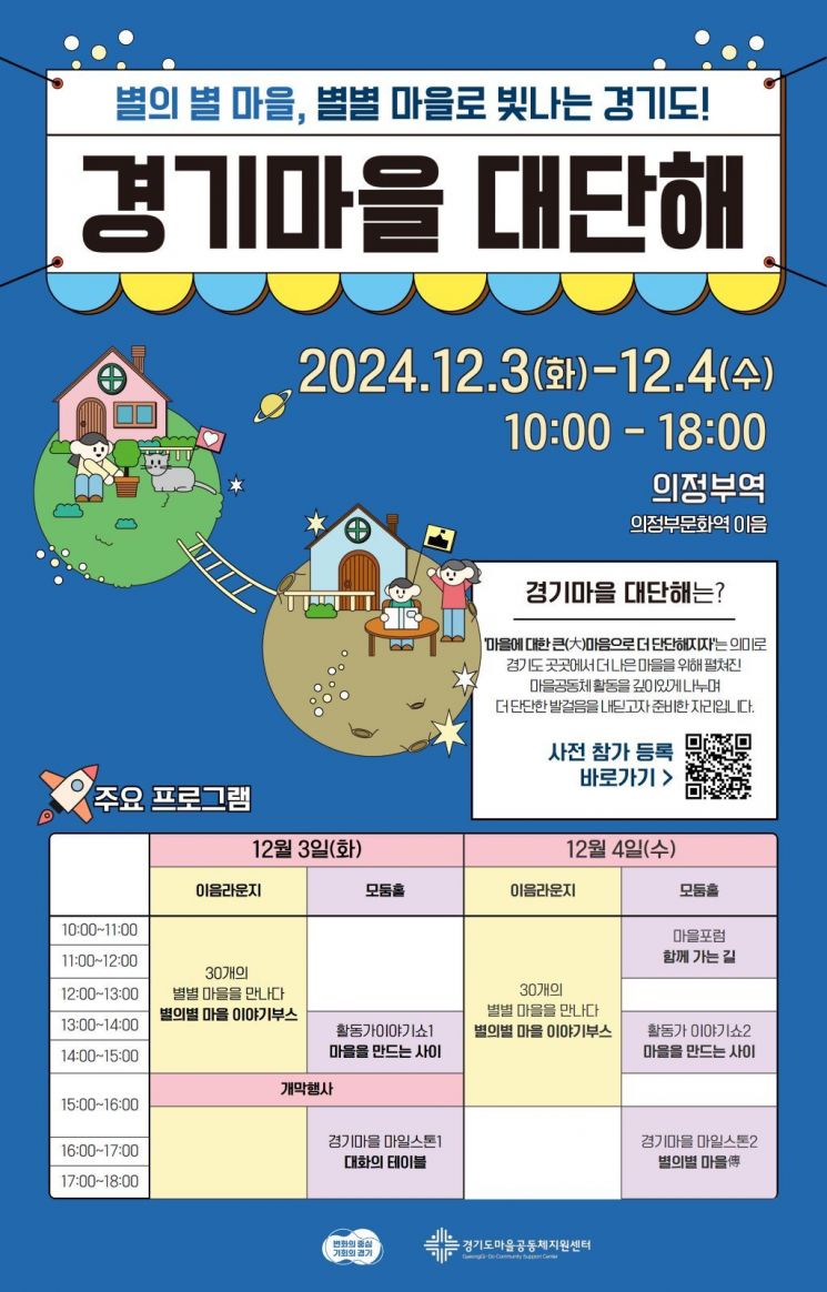 의정부서 12월3~4일 '마을공동체 활동공유'행사 열린다