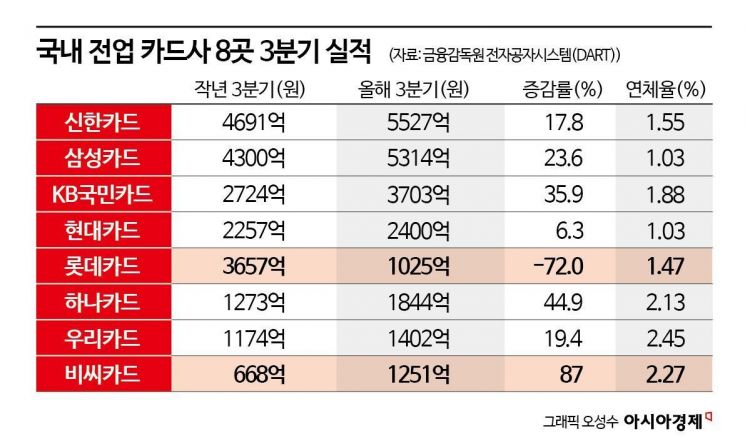 카드사 호실적?…"3분기 성적표는 착시효과"
