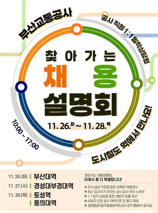 부산교통공사, 도시철도 역에서 ‘찾아가는 채용설명회’ 개최