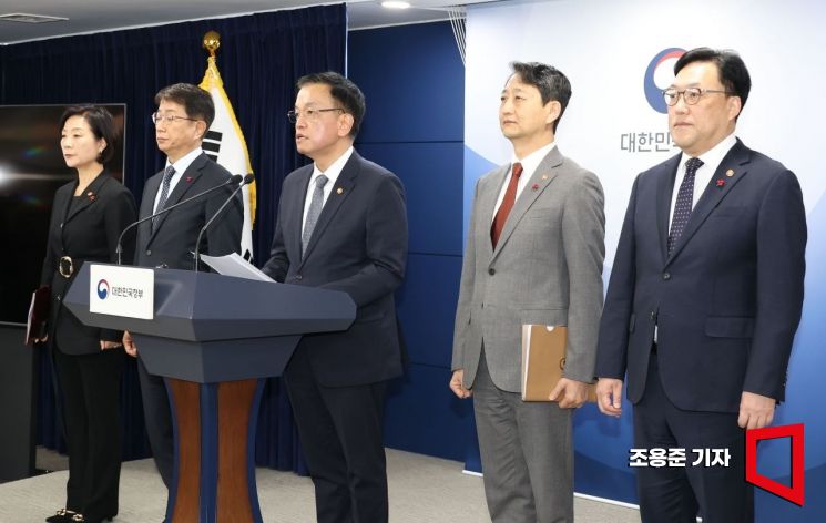[포토] 긴급경제장관 합동 브리핑하는 최상목 부총리