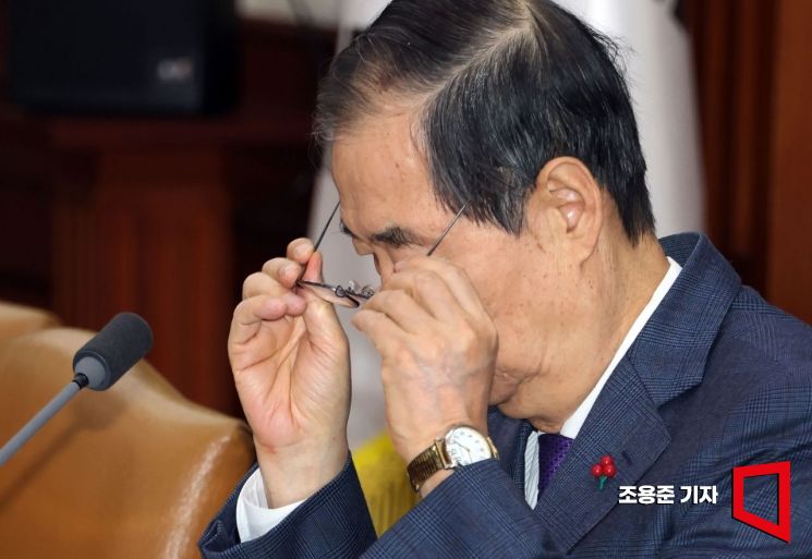 [포토] 안경만지는 한덕수 국무총리