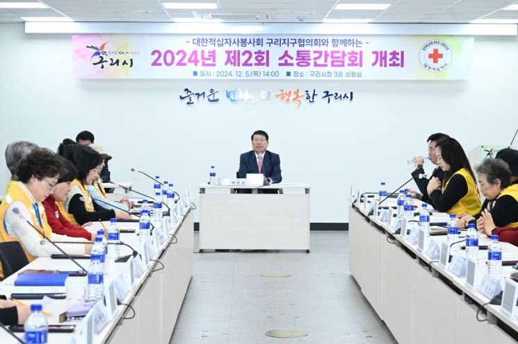 백경현 구리시장이 지난 5일 적십자와 함께하는 2024년 제2회 소통간담회를 진행하고 있다. 구리시 제공