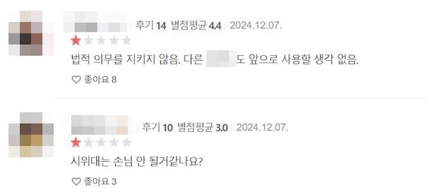 여의도 A호텔에 별점 테러를 남긴 모습.카카오맵