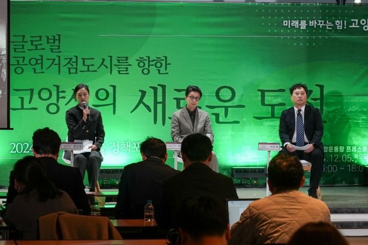 ‘2024 고양문화예술정책포럼’ 토론자(왼쪽부터 권선영 고양시정연구원 부연구위원, 이규탁 한국조지메이슨대학교 교수, 서은원 고양시 문화예술과장). 고양특례시 제공