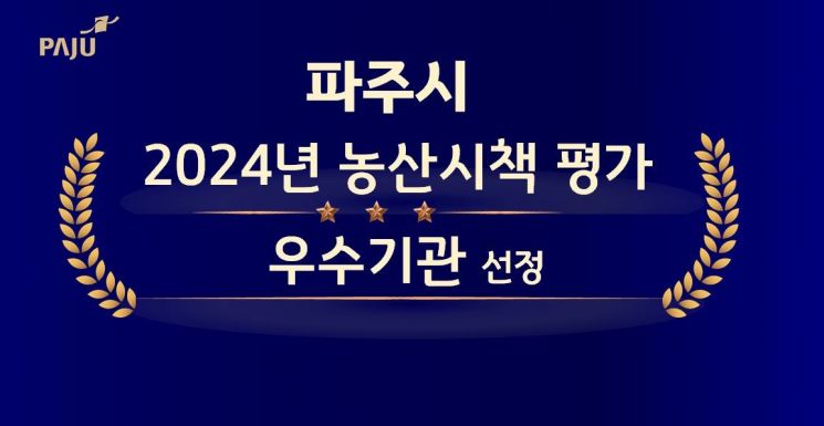 ‘2024년 농산시책 평가’ 우수기관 선정. 파주시 제공