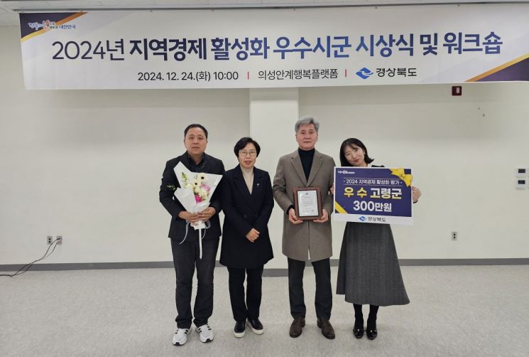 고령군이 ‘경북도 지역경제활성화’ 시군평가 2년 연속 선정돼 기념촬영하고 있다. 고령군 제공