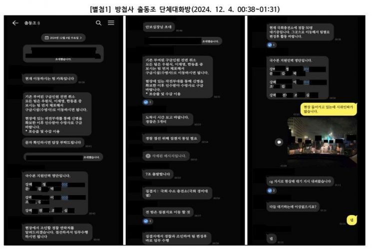 방첩사 단톡방 “우원식·이재명·한동훈 체포해서 구금시설로 이동하라” 