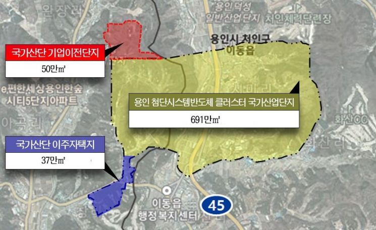 용인시 처인구에 들어서는 '용인 첨단시스템반도체 클러스터 국가산업단지' 위치도. 용인시 제공
