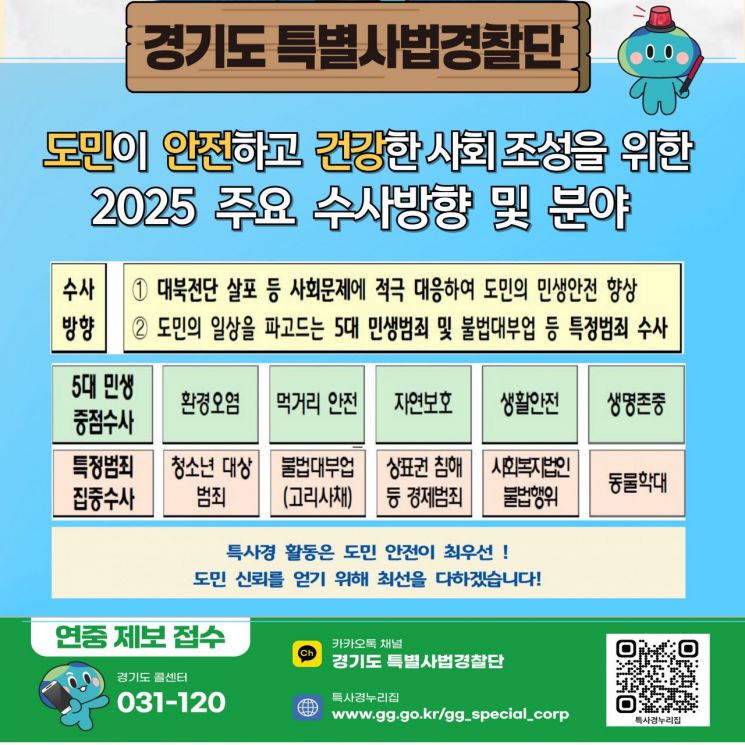 경기도 특별사법경찰단 2025년도 수사계획 현황. 경기도 제공