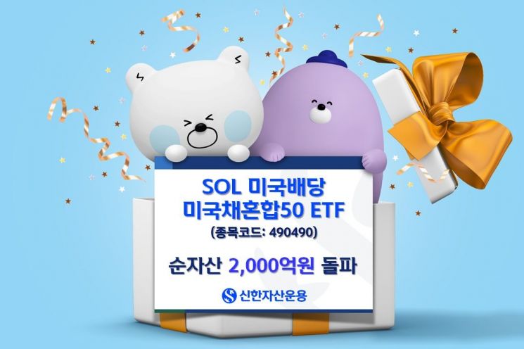 신한운용, 'SOL 미국배당미국채혼합50'…상장 3개월 만에 순자산 2000억 돌파