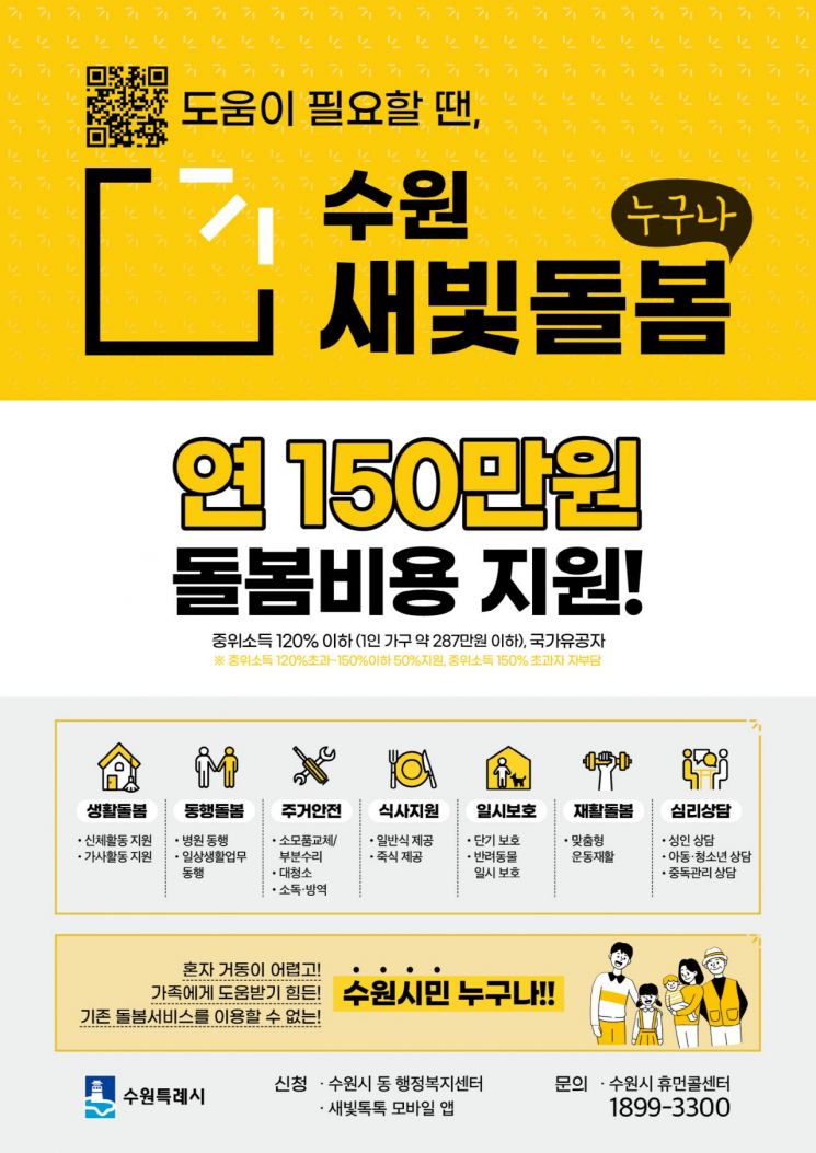 '수원새빛돌봄 확 달라진다'…수원시, 지원대상 확대