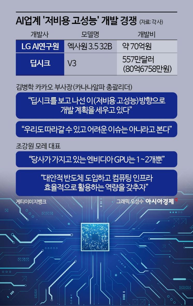 딥시크發 '저비용 고성능' AI 개발 경쟁…LG·카카오도 가세