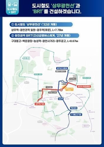 광주도시철도 ‘BRT 구축’ 계획. 광주시 제공
