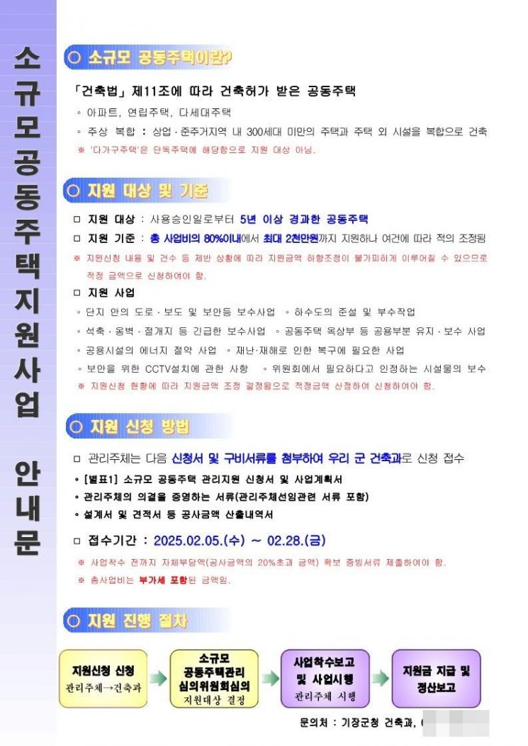소규모 공동주택 지원사업 안내문.