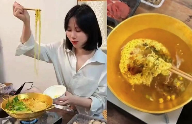 "금값 폭등하는데 어떻게"…1억짜리 '황금 냄비' 먹방 등장