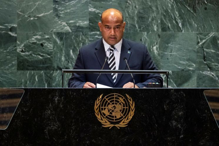 지난해 9월, 유엔 79차 총회에서 연설 중인 데이비드 아데앙 나우루 대통령의 모습. 로이터·연합뉴스