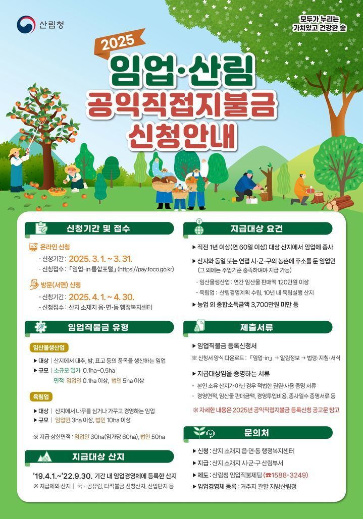 구례군 "임업직불금 신청하세요"