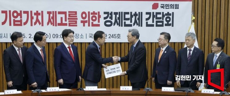 [포토] 여당에 건의문 전달하는 경제8단체