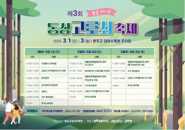 완주군이 내달 1일부터 3일까지 대아수목원 주차장에서 동상고로쇠축제를 개최한다. 완주군 제공