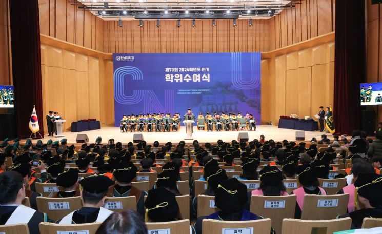 전남대, 전기 학위수여식…이근배 신임 총장 취임