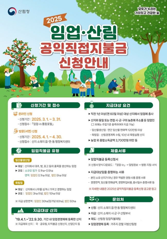 정읍시, 내달 1일부터 '임업직불제' 신청