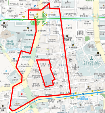 특별가로구역 구역도. 중구 제공.