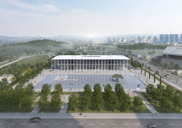 '평택중앙도서관'의 국제설계공모 당선작인 'AQUA FORUM ? THE HEART OF PYEONGTAEK' 조감도. 평택시 제공